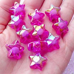 Acrylic Star Beads | Aurora Borealis Beads (AB Purple / 10 pcs / 16mm)