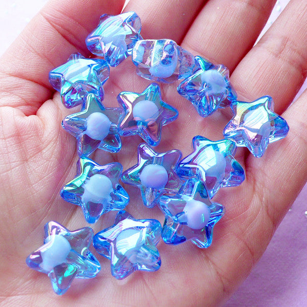 Cute Star Plastic Beads Aurora Borealis Acrylic Beads (AB Blue