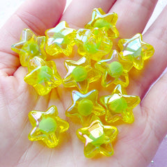 AB Star Plastic Beads | Aurora Borealis Acrylic Beads (Lime Yellow / 10 pcs / 16mm)