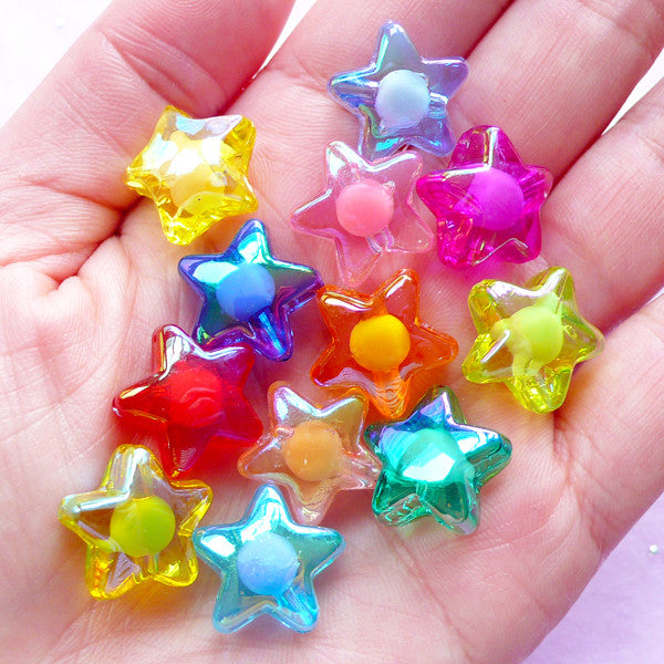 AB Star Beads Mix Assorted Acrylic Aurora Borealis Beads (12 pcs