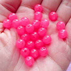 Acrylic Jelly Candy Beads | 8mm Round Gum Ball Plastic Beads (Translucent Dark Pink / 50pcs)