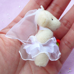 Bride Bear Charm | Mini Soft Plush Toy | Wedding Animal Doll (25mm x 47mm)