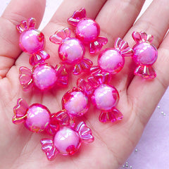 AB Candy Acrylic Beads | Aurora Borealis Plastic Beads (Dark Pink / 10 pcs / 11mm x 22mm)