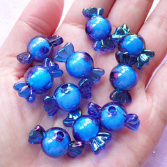 Kawaii Candy Beads | AB Plastic Beads | Aurora Borealis Acrylic Beads (Dark Blue / 10 pcs / 11mm x 22mm)