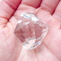 Clear Acrylic Diamond Charm | Plastic Geometry Ornament | Chunky Jewelry Making (1 piece / 30mm x 35mm)