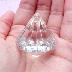 Clear Acrylic Diamond Charm | Plastic Geometry Ornament | Chunky Jewelry Making (1 piece / 30mm x 35mm)