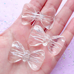 Transparent Bow Acrylic Beads | Plastic Chunky Beads | Jewellery Making (3 pcs / 24mm x 37mm)