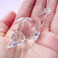 Clear Diamond Chandelier Ornament | Transparent Plastic Charm | Chunky Jewellery Making (1 piece / 29mm x 73mm)