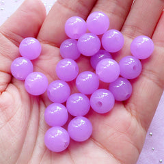10mm Acrylic Candy Beads | Jelly Color Beads | Chunky Jewellery Making (Translucent Purple / 25pcs)