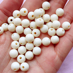 CLEARANCE Round Acrylic Beads in 8mm | Cream White Ball Beads | Beading Supplies (60pcs)