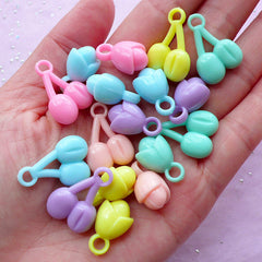 Kawaii Acrylic Charms | Fruit & Flower Pendant | Fairy Kei Pastel Jewelry Making (Colorful Mix / 15 pcs)