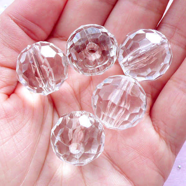 20mm AB Faceted Iridescent Huge Chunky Round Acrylic or Resin Beads - –  Delish Beads