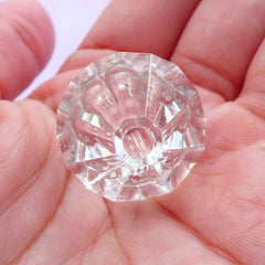 Acrylic Rhombus Beads | Clear Chunky Beads | Bling Bling Embellishment (Transparent / 3 pcs / 23mm x 24mm)