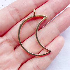 Crescent Moon Outline Charm | Hollow Moon Pendant | Japan Resin Craft (Gold / 1 piece / 26mm x 38mm)