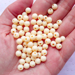 CLEARANCE 6mm Acrylic Round Beads | Bubblegum Ball Bead | Chunky Bracelet & Necklace Making (Cream / 100 pcs)