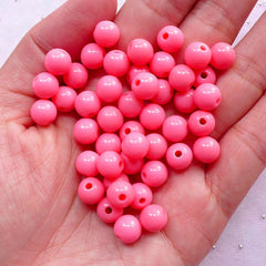 CLEARANCE Kawaii Bubblegum Beads in 8mm | Acrylic Pastel Round Beads | Fairy Kei Necklace DIY (Dark Pink / 50 pcs)