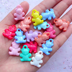 Kawaii Candy Bear Charms | Acrylic Animal Bear Pendant | Cute Pastel Jewelry Making (18pcs / 15mm x 21mm / Assorted Color / 2 Sided)
