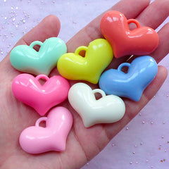 DEFECT Large Acrylic Heart Charms | Big Chunky Heart Pendant | Pastel Jewellery DIY (3pcs / 37mm x 25mm / Assorted Color)