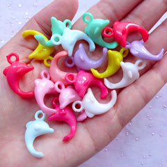 Dolphin Acrylic Charms | Marine Life Pastel Plastic Pendant | Chunky Charm Supplies (16pcs / 17mm x 25mm / Assorted Color)