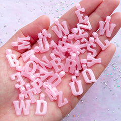 Kawaii Alphabet Charms | Acrylic Initial Charm | Message Jewellery & Accessores DIY (Pink / 70pcs)