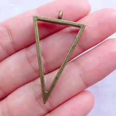 Triangle Outline Pendant for Japan Resin Art | Hollow Geometry Charm | Necklace DIY (Antique Bronze / 1 piece / 22mm x 40mm)