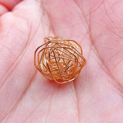 Floating Crystal in Wire Wrapped Cage Bead | Everyday Jewelry Making | Stringing Supply (Gold / 1 piece / 10mm to 13mm)