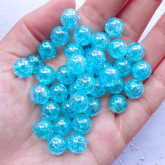 CLEARANCE Cracked Bubblegum Beads | 10mm Acrylic Crackle Beads in AB Color | Kawaii Jewellery DIY (AB Clear Blue / 25pcs)