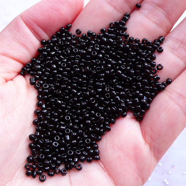 Black Glass Beads, 2mm Seed Bead Supplies, Embroidery Beads, Weavin, MiniatureSweet, Kawaii Resin Crafts, Decoden Cabochons Supplies