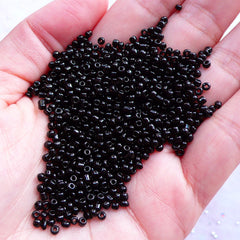 Black Glass Beads | 2mm Seed Bead Supplies | Embroidery Beads | Weaving Beads (Around 2000pcs / 25 grams)