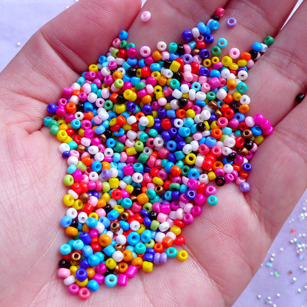 Colorful Seed Beads | Tiny Glass Beads in 2mm | Necklace & Bracelet Making  | Weaving & Embroidery Bead Supplies (Around 1900pcs / 25 grams)