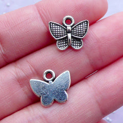 Small Butterfly Charms | Silver Insect Drop | Metal Animal Pendant | Jewelry Craft Supplies (10pcs / Tibetan Silver / 13mm x 11mm)