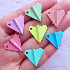 Enameled Charm Supplies | Paper Airplane Charms | Kawaii Origami Plane Pendant | Colorful Aviation Jewellery Making (3 pcs / Assorted Colors by RANDOM / 19mm x 17mm)