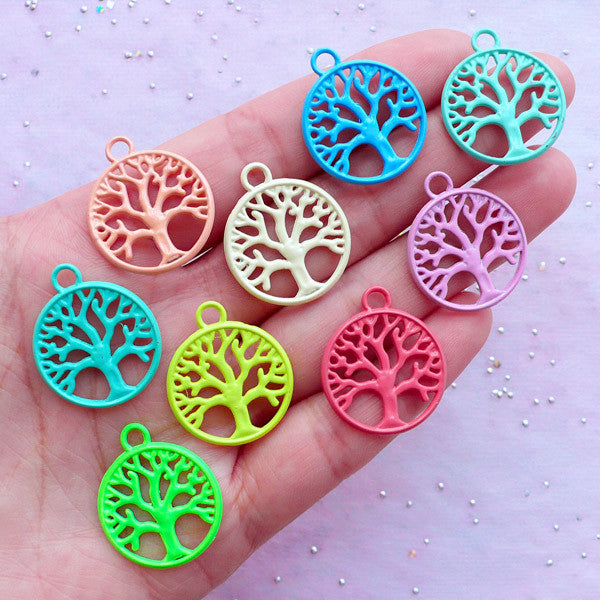Enamelled Charm Supplies Colorful Tree of Life Charms