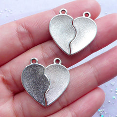 CLEARANCE Best Friends Heart Charms | Friendship Forever Pendant | Message Jewellery Making (2 sets / Tibetan Silver)