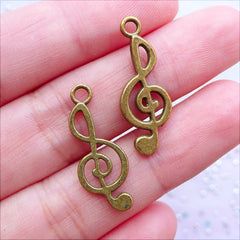 G Clef Charms | Treble Clef Pendant | Music Note Drop | Jewelry Making for Music Lovers (10 pcs / Antique Bronze / 10mm x 24mm)