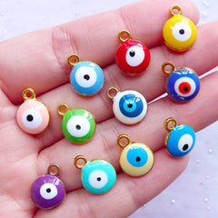 Sacred Talisman Charms | Enamel Ayin Hara Pendant | Nazar Jewellery DIY | Evil Eye Charm Supplies (4pcs / Assorted Colorful Mix / 10mm x 13mm / 2 Sided)