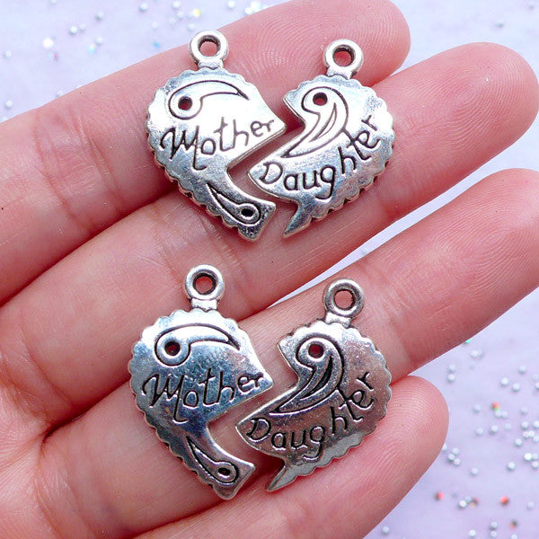 Mother & daughter sales hearts pendant charm
