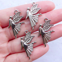 CLEARANCE Silver Angel Charms | Guardian Angel Pendant | Baptism Jewelry DIY | First Communion Gift Making | Confirmation Gift Ideas (4pcs / Silver / 16mm x 29mm)