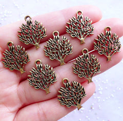 Eternal Banyan Tree Charms | Tree of Life Pendant | Sacred Jewellery | Nature Philosophy Zen Yoga Charm (8pcs / Antique Gold / 16mm x 20mm)