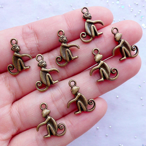 Dice Beads (5pcs) (7mm / Antique Bronze / 4 Sided) Metal Beads Charms, MiniatureSweet, Kawaii Resin Crafts, Decoden Cabochons Supplies