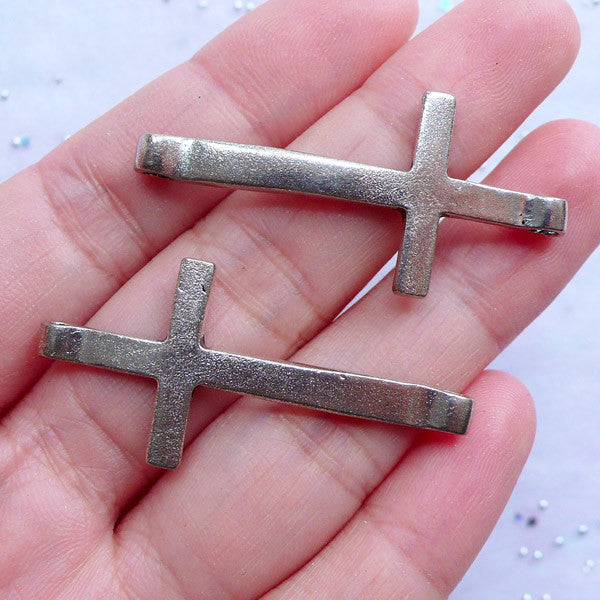CLEARANCE Big Cross Connector Charms Large Cross Link Christian Charm Bracelet Catholic Jewellery Religion Charm Supplies 2pcs Tibetan