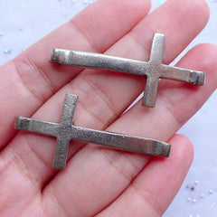 CLEARANCE Big Cross Connector Charms | Large Cross Link | Christian Charm Bracelet | Catholic Jewellery | Religion Charm Supplies (2pcs / Tibetan Silver / 20mm x 42mm)