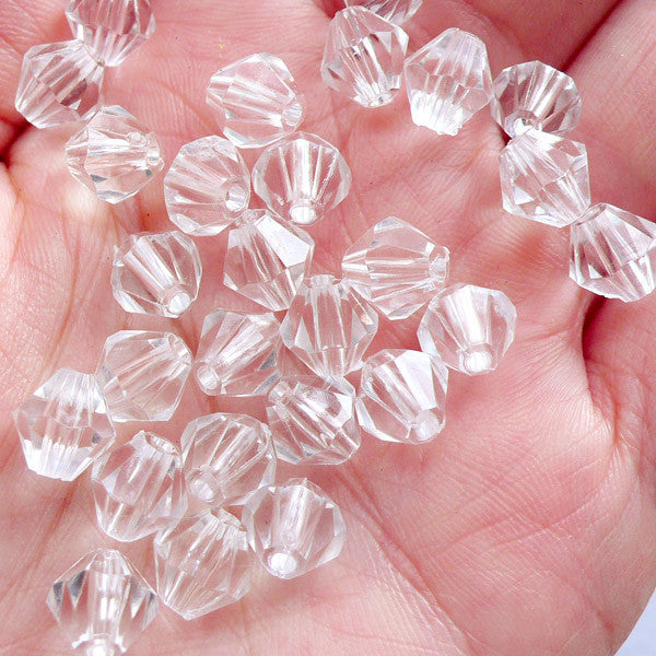 Crystal Clear Acrylic 8mm Round Faceted Beads