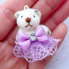 CLEARANCE Bear Toy Charm | Small Animal Doll Charm | Fabric Toy Charm | Soft Doll Charm | Cuddly Toy Charm | Stuffed Doll Charm | Plush Toy Charm (Purple / 25mm x 35mm)