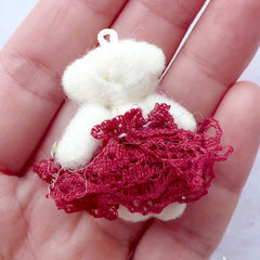 Stuffed Bear Toy Charm | Soft Animal Doll Charm | Fabric Toy Charm | Small Toy Charm | Cuddly Toy Charm | Plush Toy Charm (Crimson Red / 25mm x 35mm)
