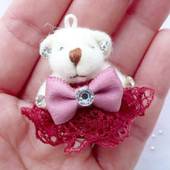 Stuffed Bear Toy Charm | Soft Animal Doll Charm | Fabric Toy Charm | Small Toy Charm | Cuddly Toy Charm | Plush Toy Charm (Crimson Red / 25mm x 35mm)