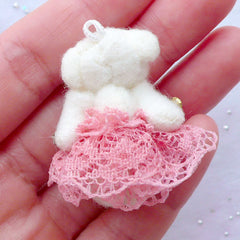 Fabric Bear Doll Charm | Stuffed Toy Charm | Animal Toy Charm | Soft Doll Charm | Small Plush Toy Charm | Cuddly Toy Charm (Dusty Pink / 25mm x 35mm)