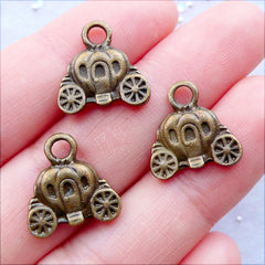 Cinderella Carriage Charms | Bronze Pumpkin Carriage Pendant | Fairy Tale Princess Jewellery DIY | Zakka Jewelry DIY | Jewelry Supplies (3 pcs / Antique Bronze / 14mm x 15mm / 2 Sided)