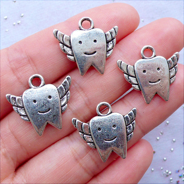 Happy Tooth Fairy Charms | Dentist Teeth Pendant | Childhood Fantasy Jewellery | Jewelry for Dental Hygienists | Keychain Charm Making | Bag Charm DIY