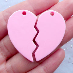 Kitsch Resin Charms | Best Bitches Pendant | Best Bitch Charms | BFF Jewelry | Best Friend Charm | Friendship Pendant | Broken Heart Pendant | Girl Power Phone Case | Kawaii Decoden Supplies (2pcs / Light Pink / 21mm x 36m / Flat Back)